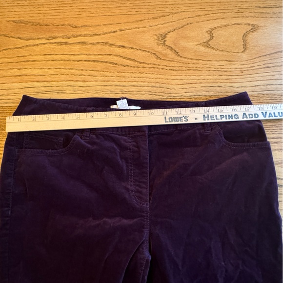 Chico's Velvet Pants Women's Size 2 Purple Straight Leg Jewel Button Front Party - Picture 5 of 7